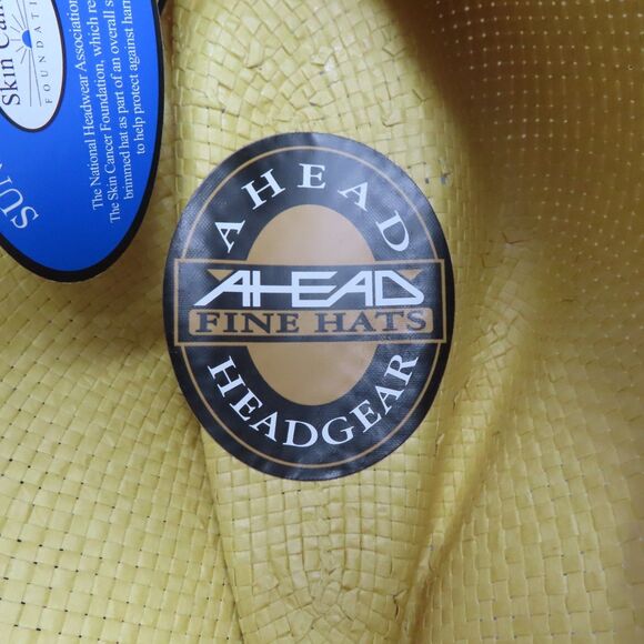 Ahead Fine Hats S/M Dancing Rabbit Golf Club Panama 50+ Yellow Straw NEW - Picture 8 of 12